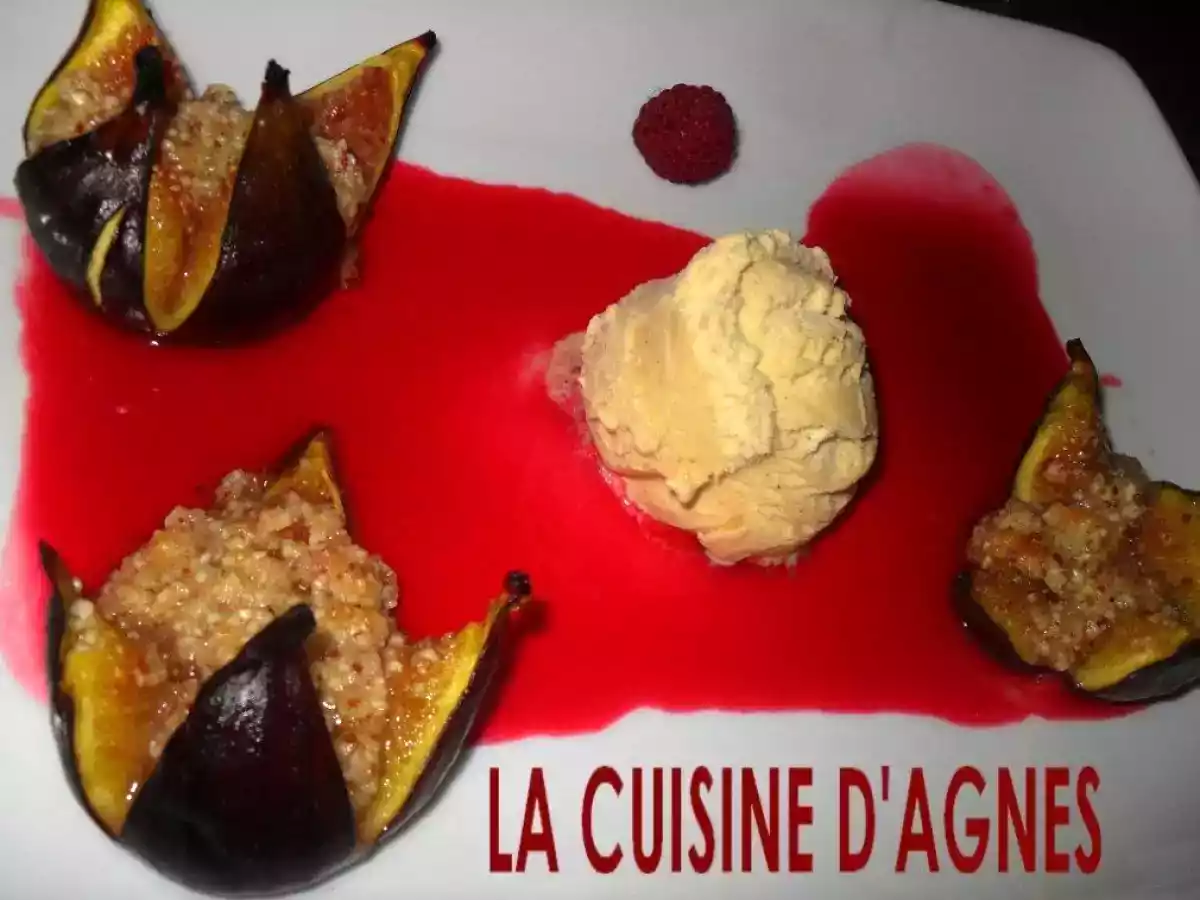 Figues au beurre d amandes sauce framboises