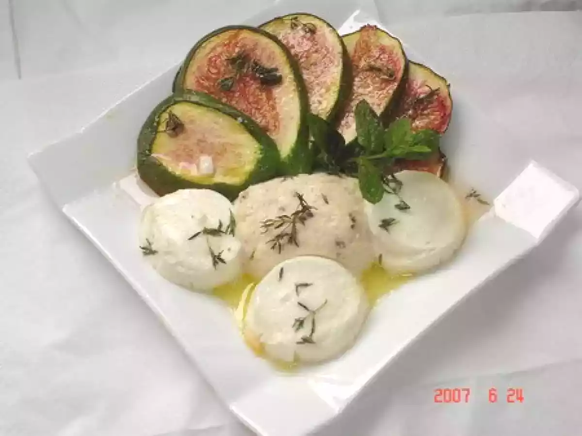 Figues au fromage de chêvre au thym et miel - photo 3