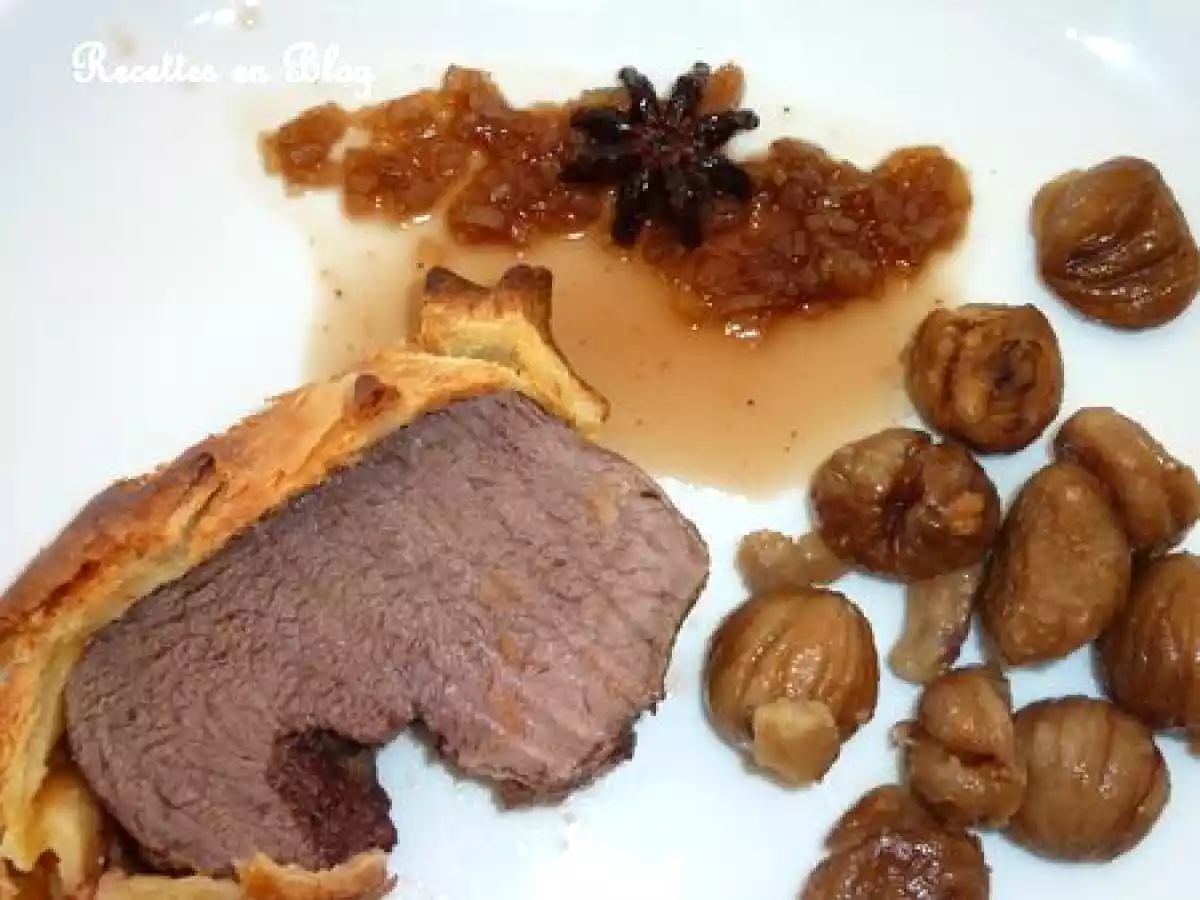 FILET DE BOEUF FEUILLETE SAUCE BANYULS ET BADIANE, MARRONS AU BEURRE - photo 3