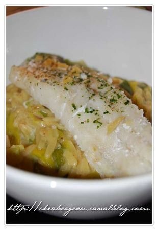 Filet de lingue sur pastasoto au poireaux