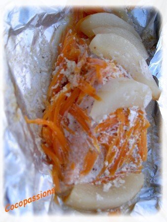 Recette de filet de loup en papillote à la poire
