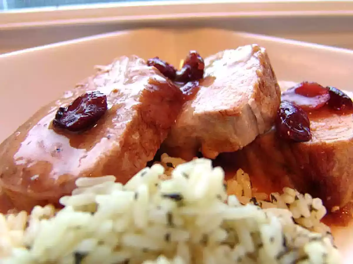 Filet de porc, sauce orange et canneberges