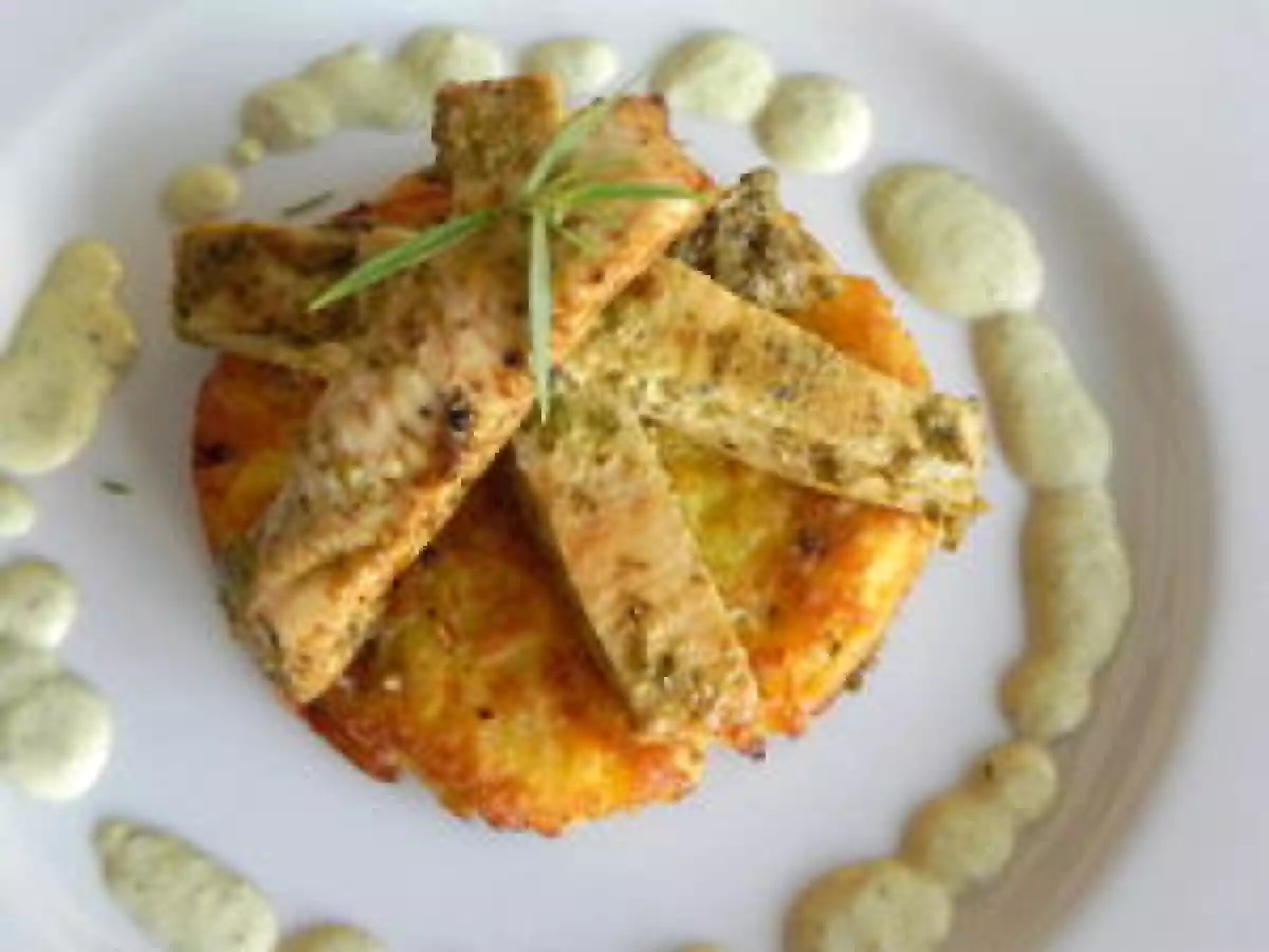 Filet de Poulet au Pesto, Paillasson à l'Estragon - photo 2