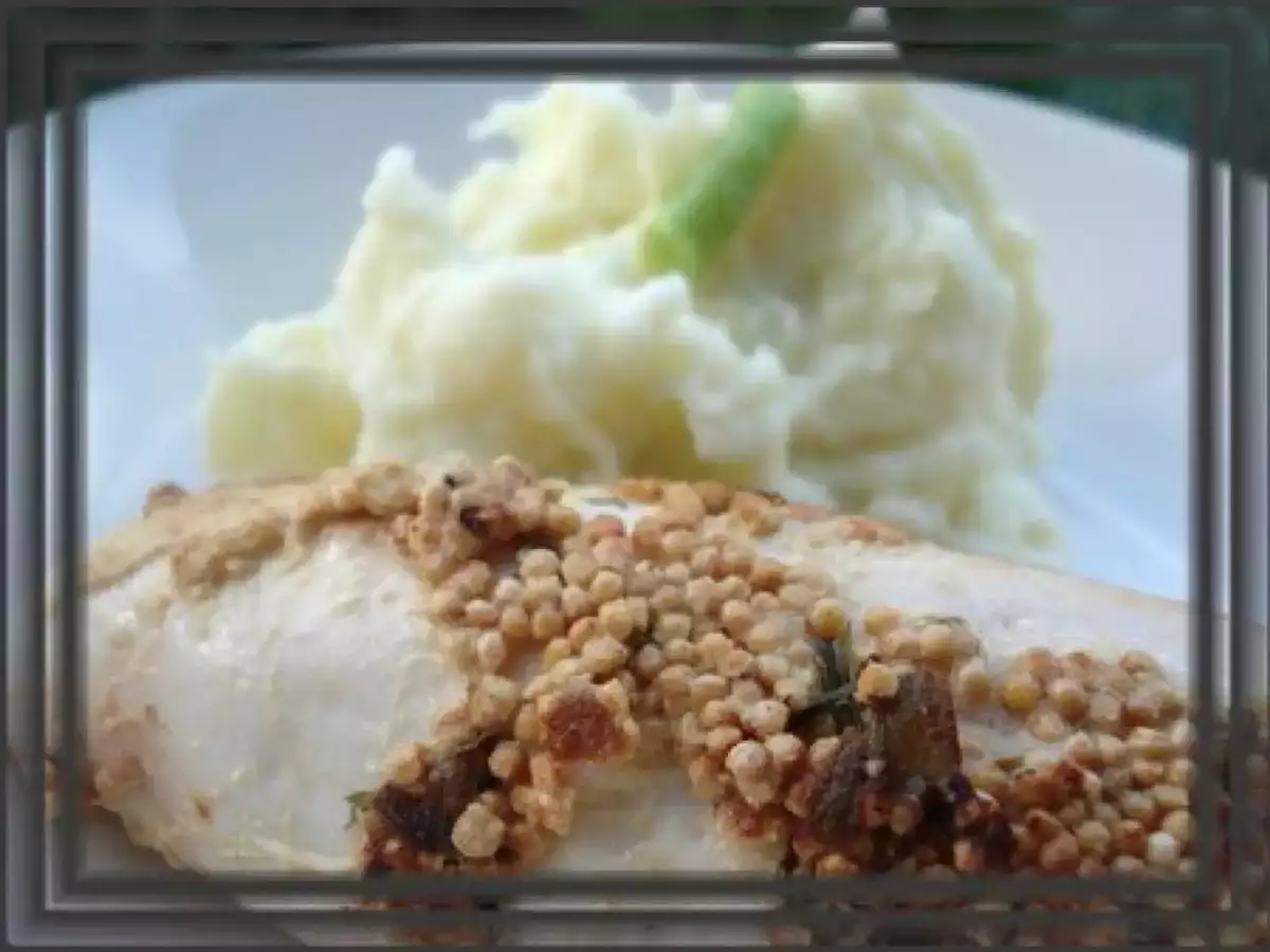 Filet de poulet en croûte piquante et sa purée au wasabi - photo 2