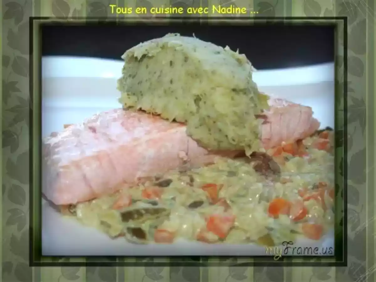 Filet de saumon sauce moutarde aux petits légumes