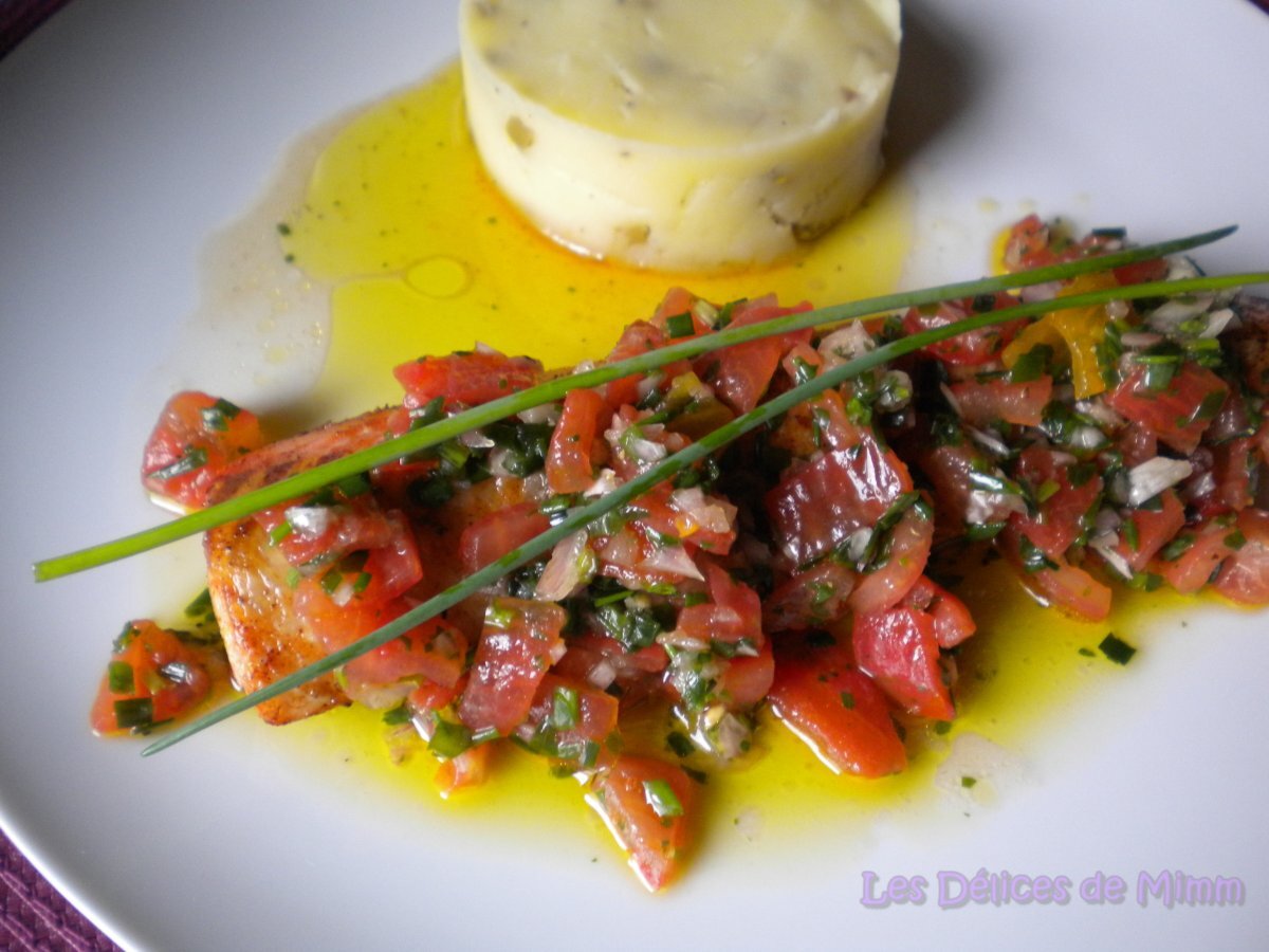 Recette de filet de truite saumoné, sauce vierge et purée