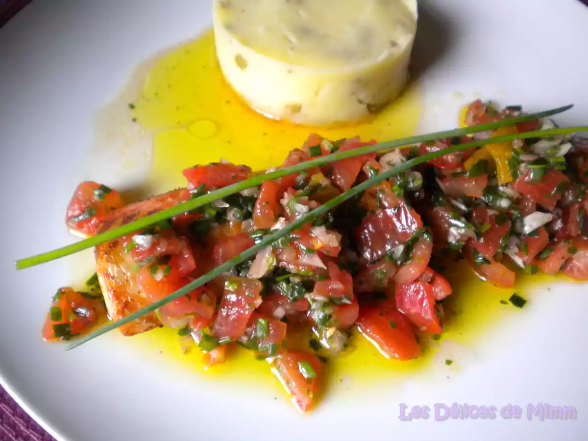 Filet de truite saumoné, sauce vierge et purée de pommes de terre aux olives - photo 2