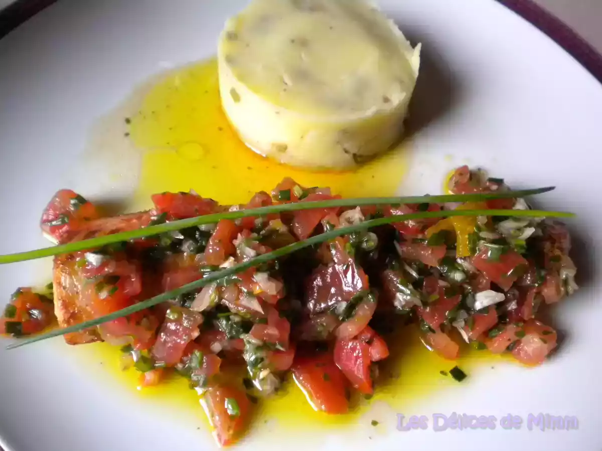 Filet de truite saumoné, sauce vierge et purée de pommes de terre aux olives - photo 4