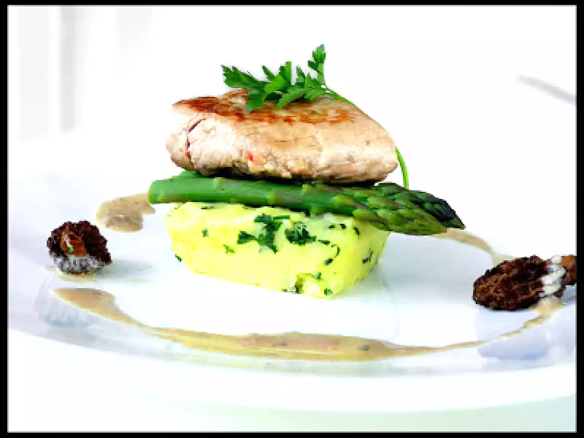 Filet de veau au champagne, purée d'herbes fraîches - photo 2