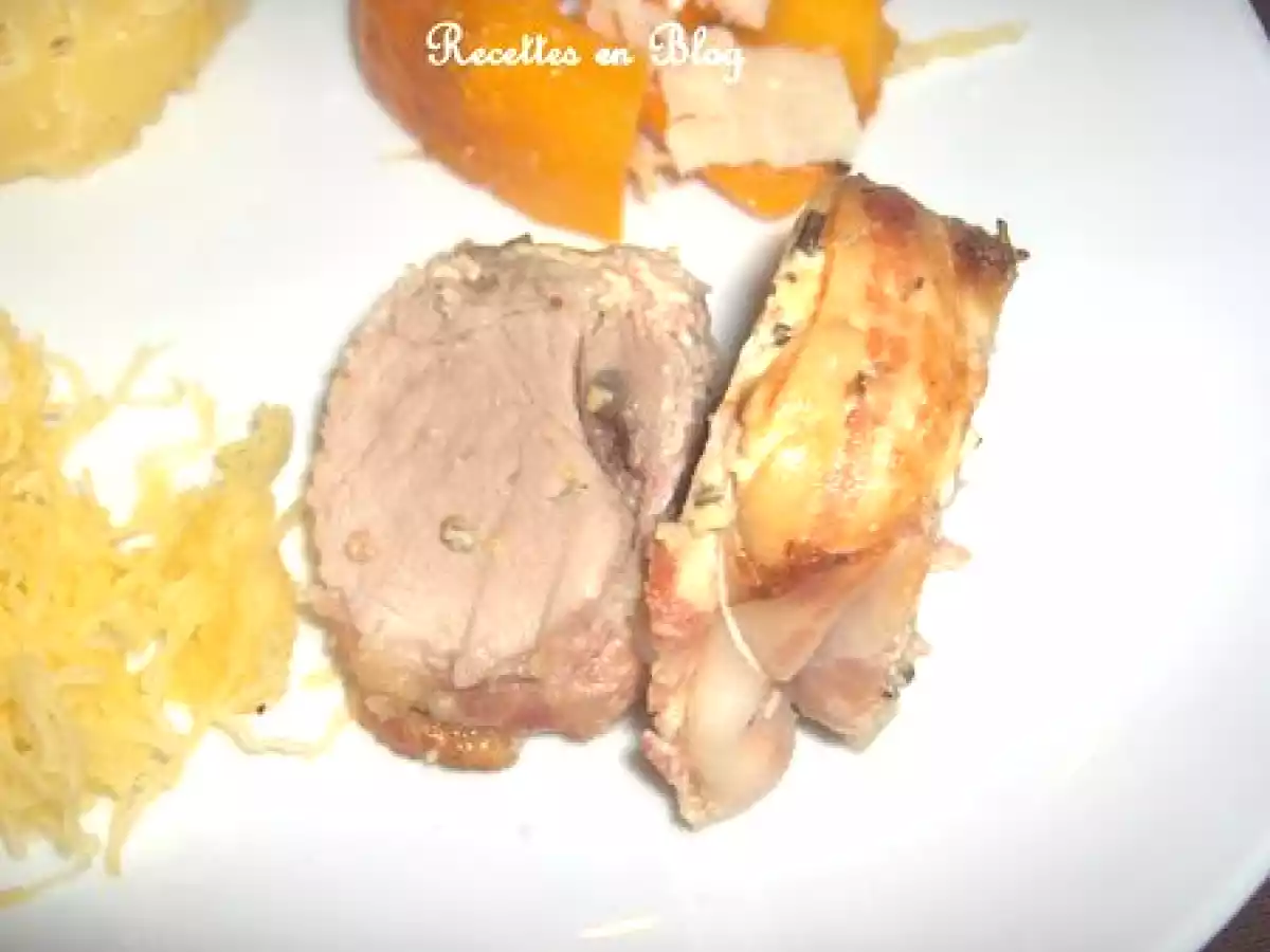 FILET MIGNON AU LARD FUME, VIN BLANC, CREME ET MOUTARDE ROTI AU FOUR - photo 2