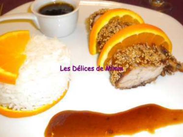 Filet mignon de porc au caramel d'orange