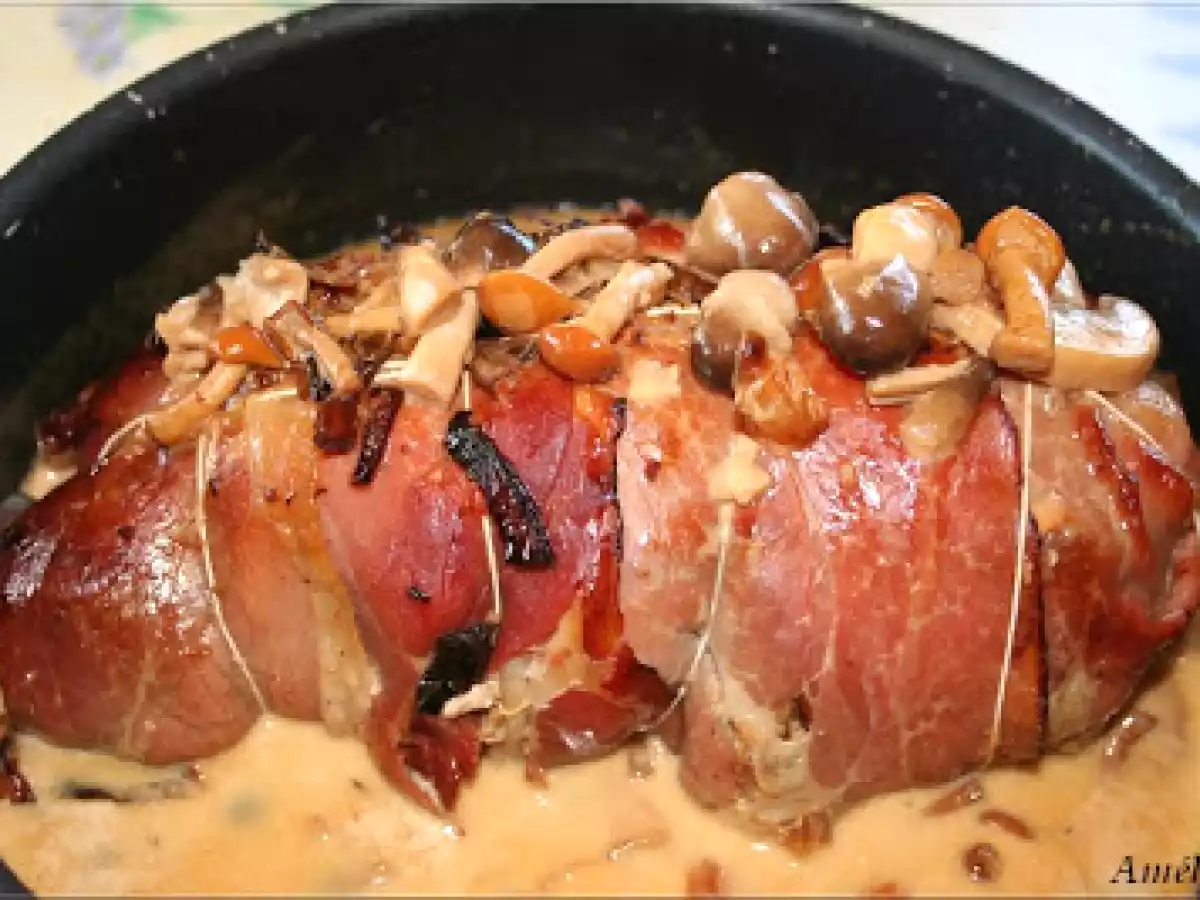 FILET MIGNON DE PORC EN ENVELOPPE DE JAMBON FUME ET CHAMPIGNONS - photo 2