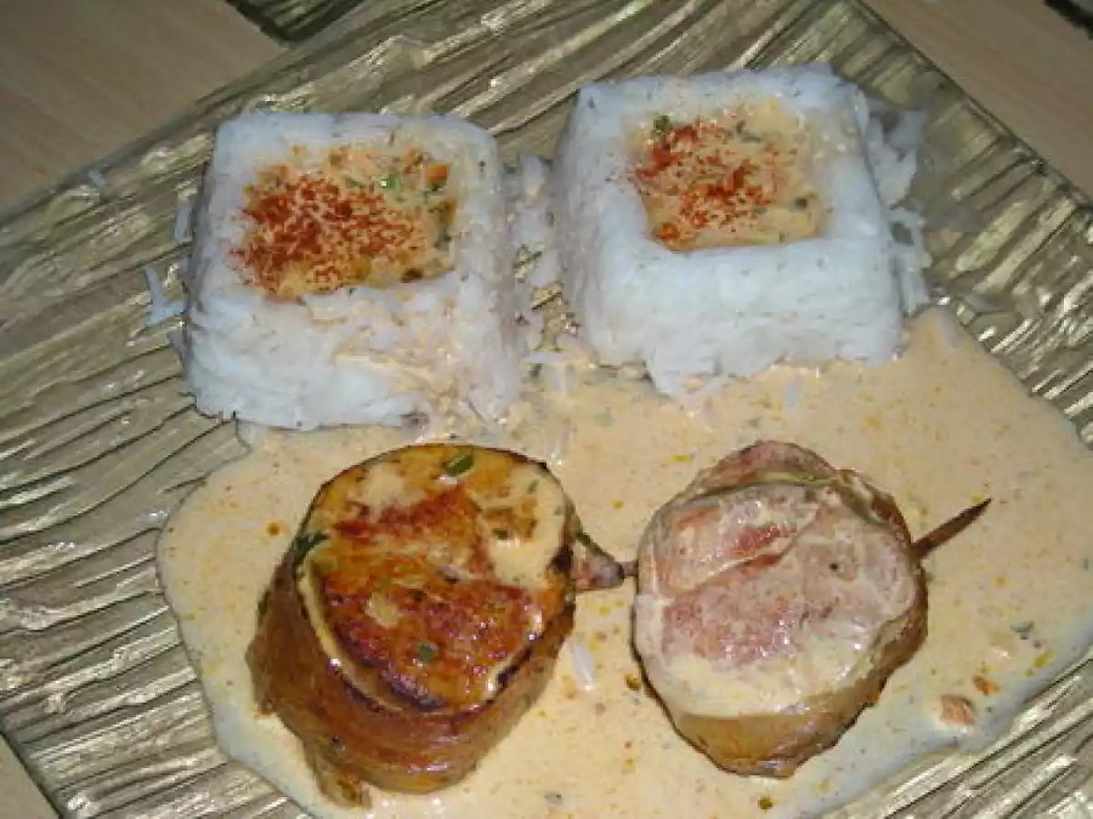 Filet Mignon de Porc sauce Crème Paprika et Savarins de Riz