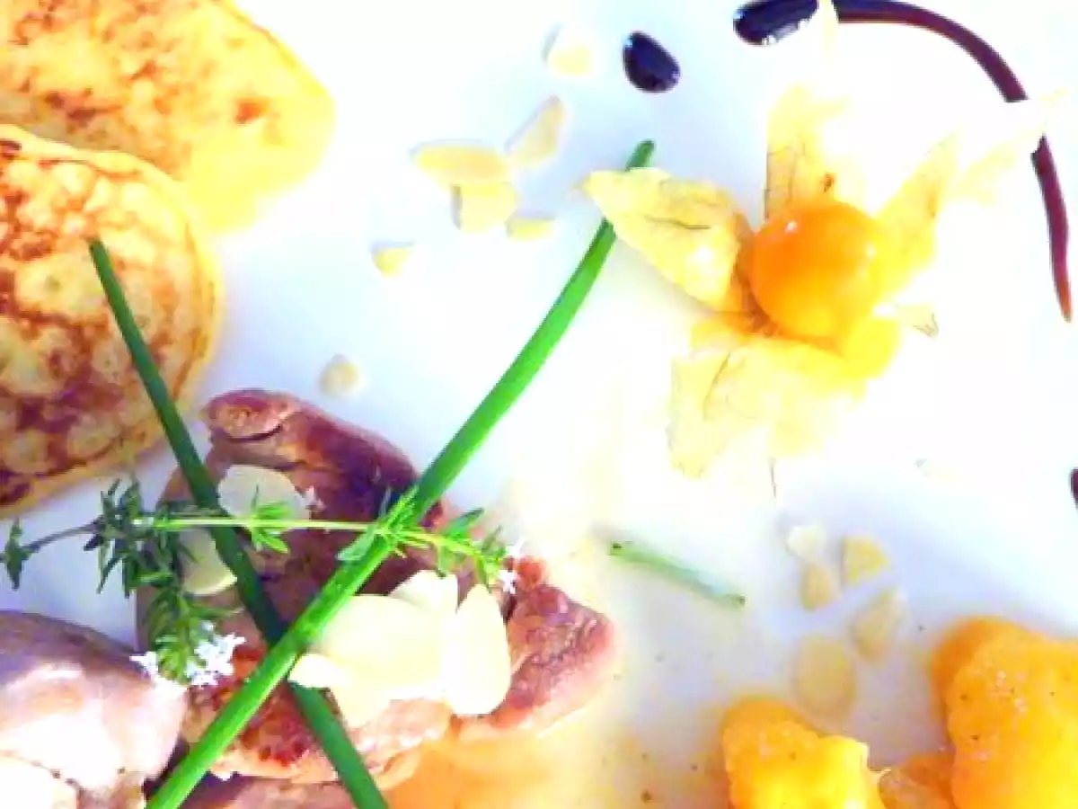 Filet mignon de veau aux pêches accompagné de ses crêpes de maïs.... - photo 2