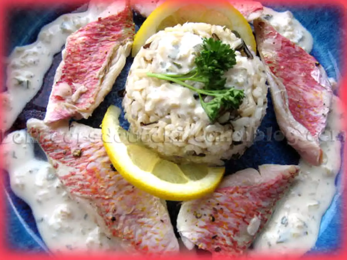 Filets de rougets au citron, sauce échalote et riz sauvage