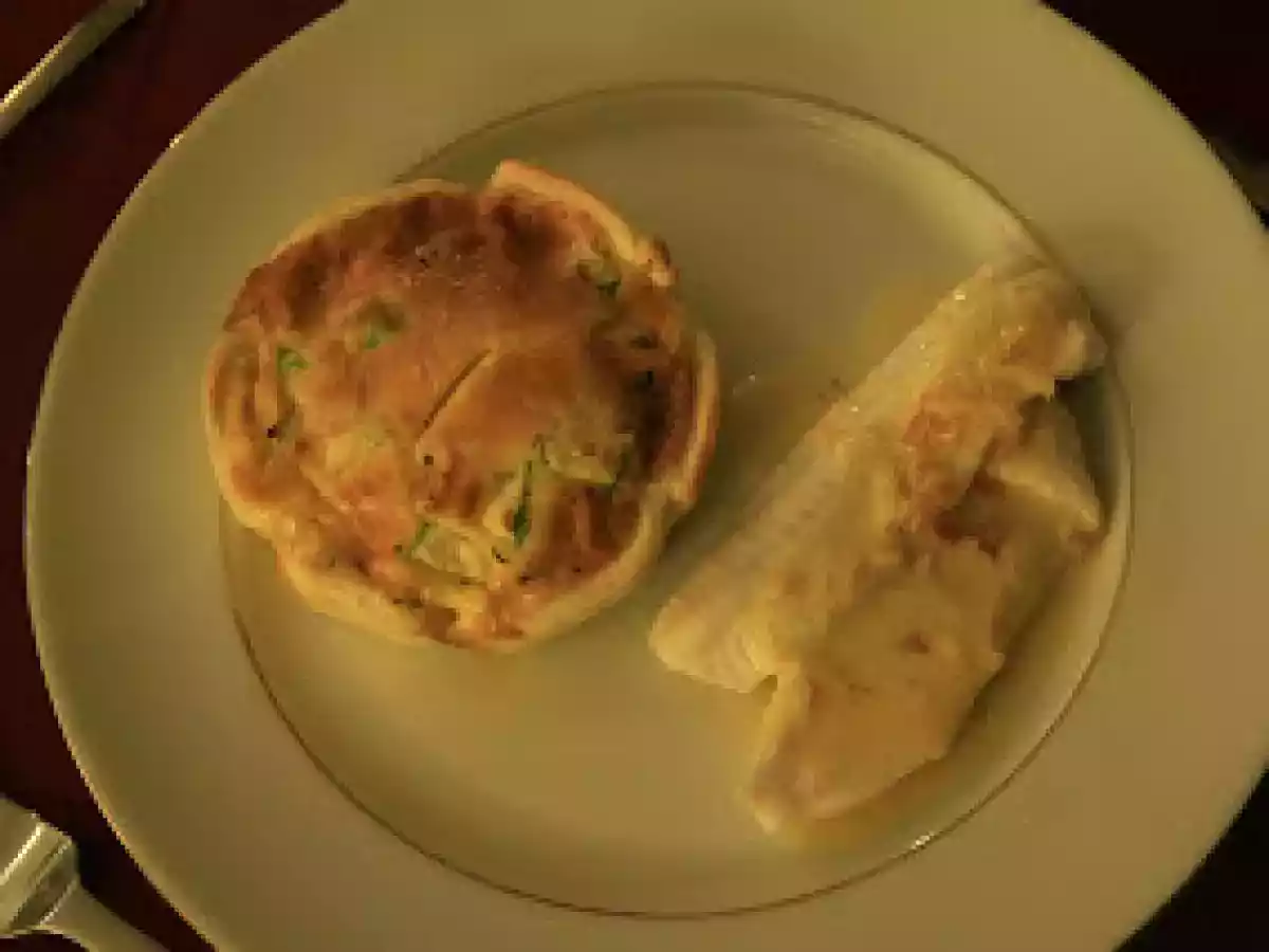 Filets de sole à l'orange et au gingembre, et clafoutis de légumes