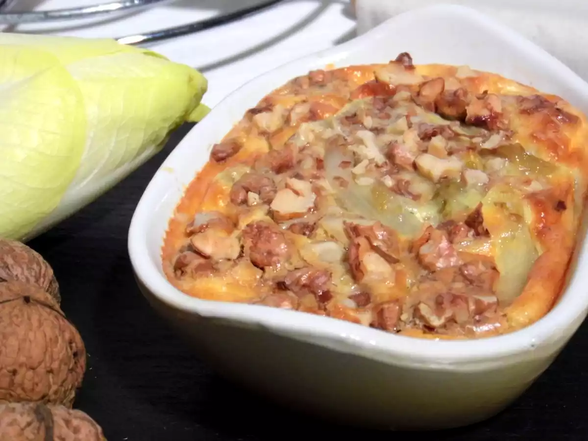 Flan aux endives caramélisées et aux noix