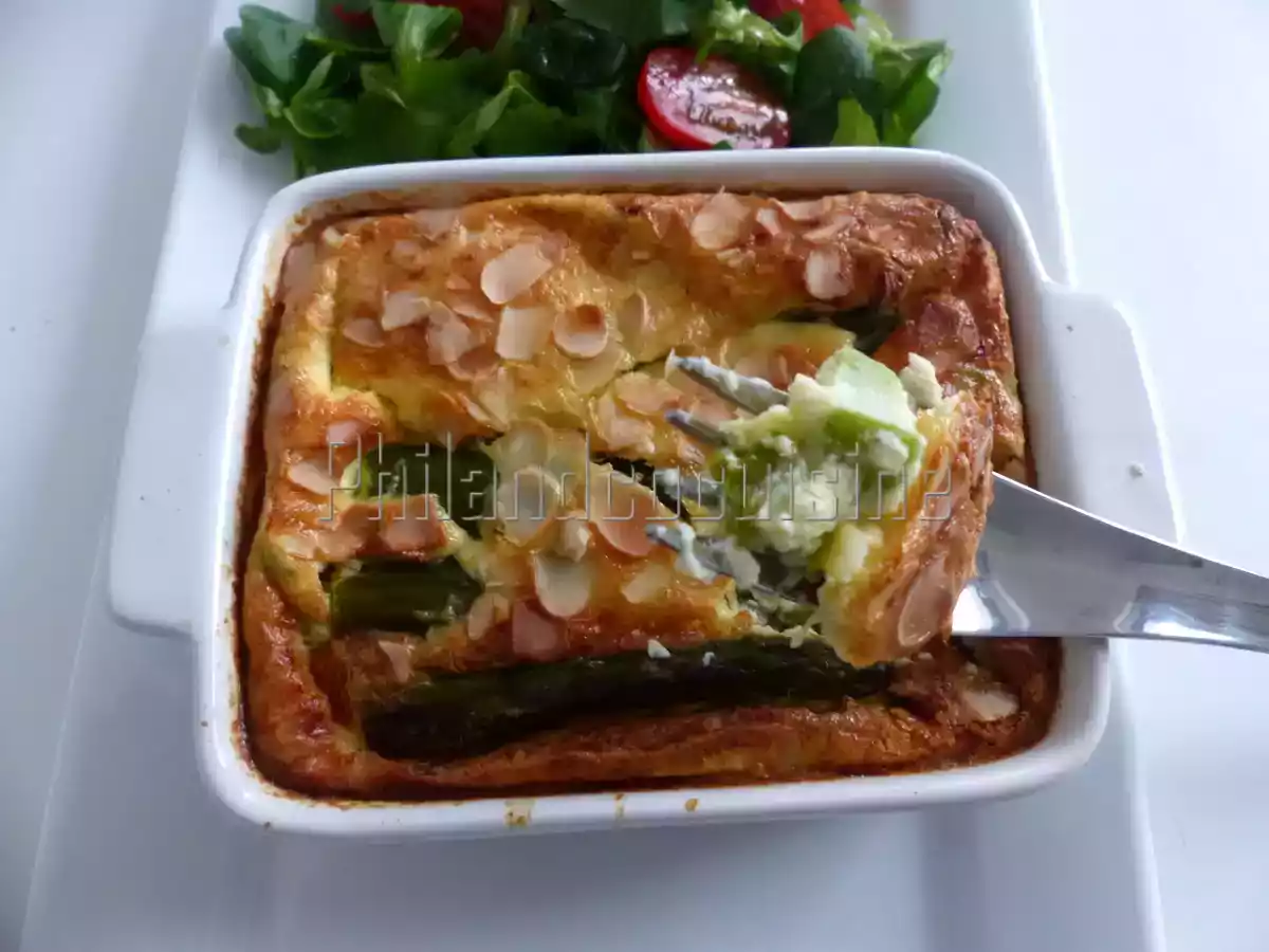 Flan d'asperges au parmesan et aux amandes - photo 3