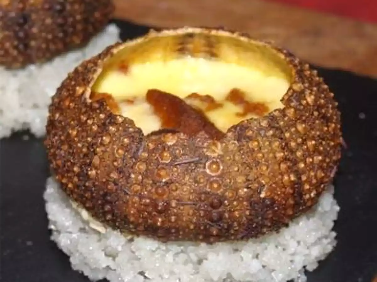 Flan d'oursins et oursins crus