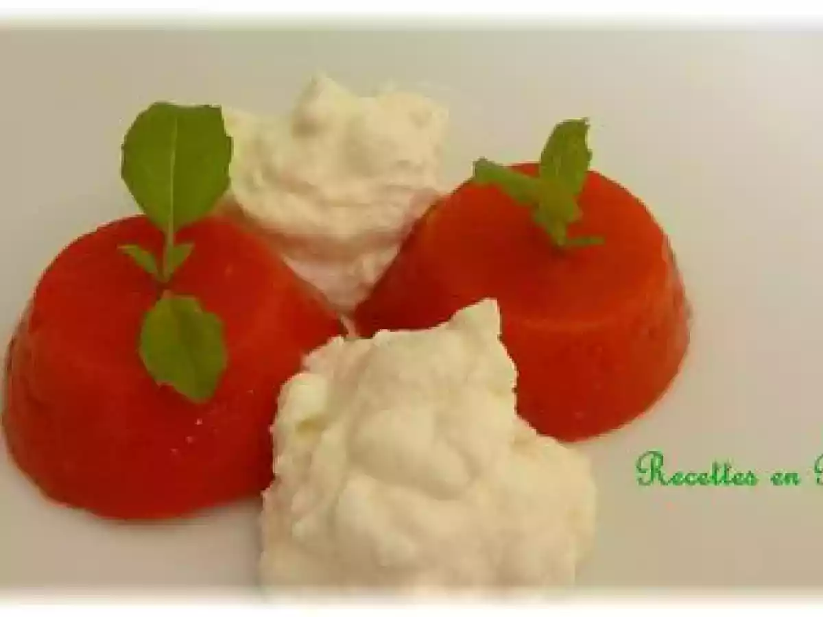 FLANS DE POIVRONS A L'AGAR AGAR, A LA CRÈME DE FÊTA ET AU BASILIC - photo 3