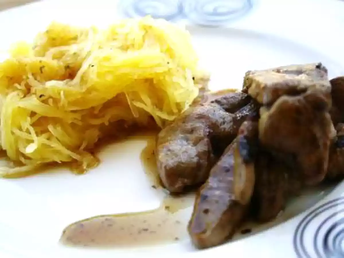 Foie de veau au miel et courge spaghetti