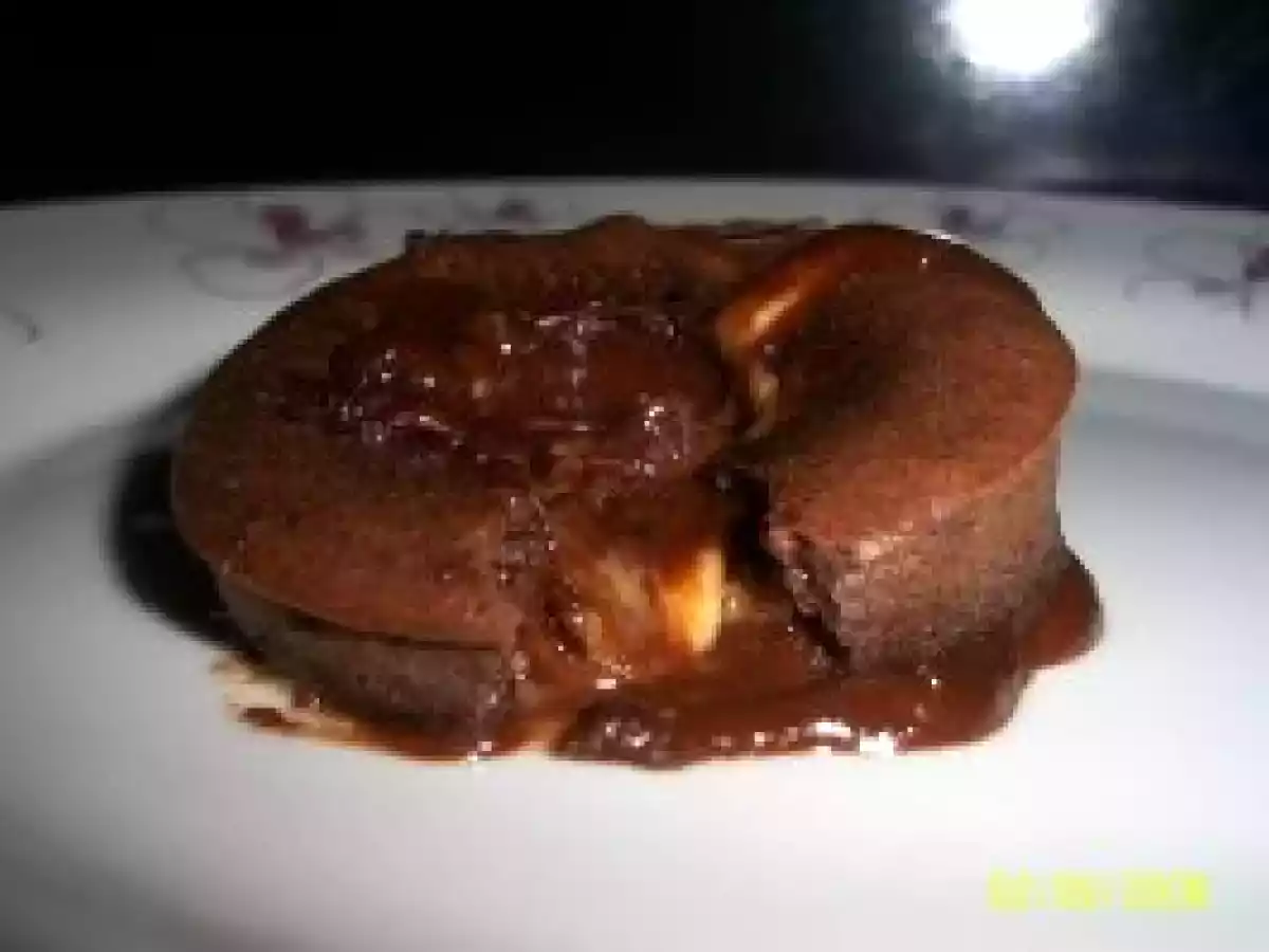 Fondant au chocolat, coeur coulant aux galettes bretonnes