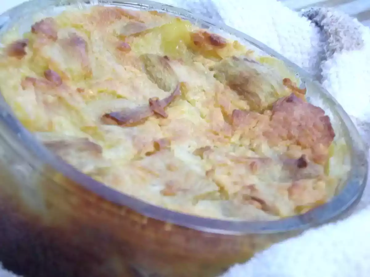 Fondant chocolat blanc, rhubarbe aux saveurs exotiques