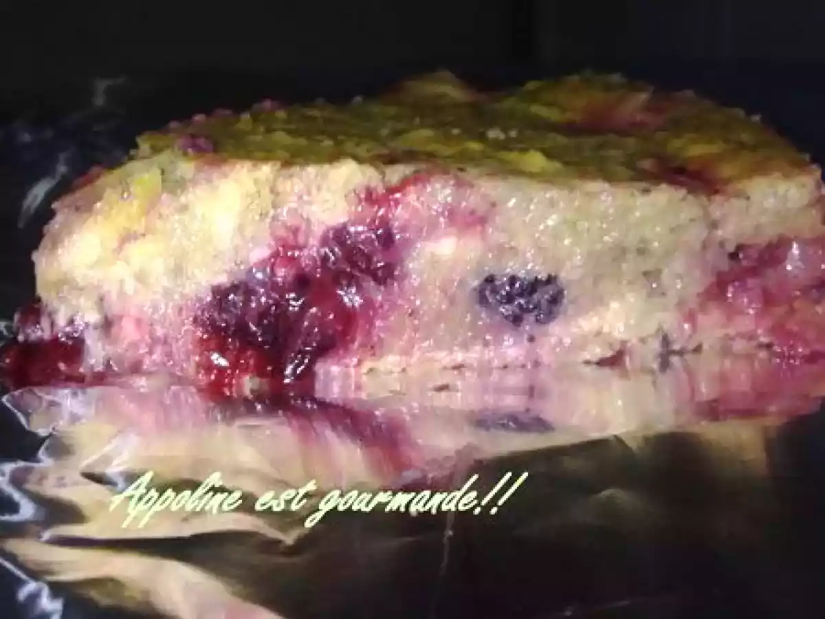 Fondant rhubarbe, noisettes et mures