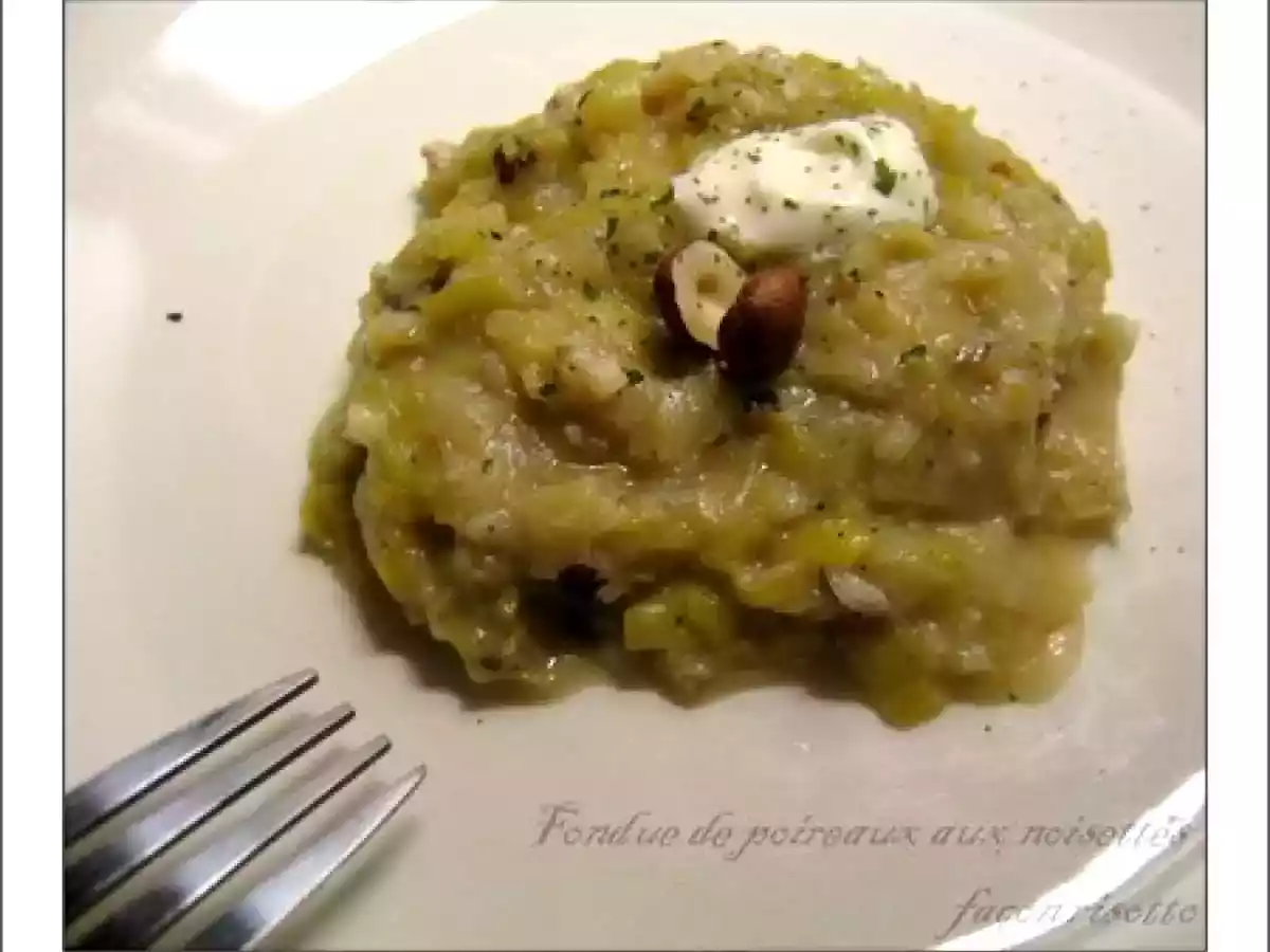 Fondue de poireaux aux noisettes façon risotto