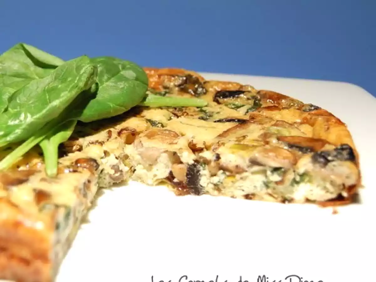Frittata aux poireaux, épinards et champignons