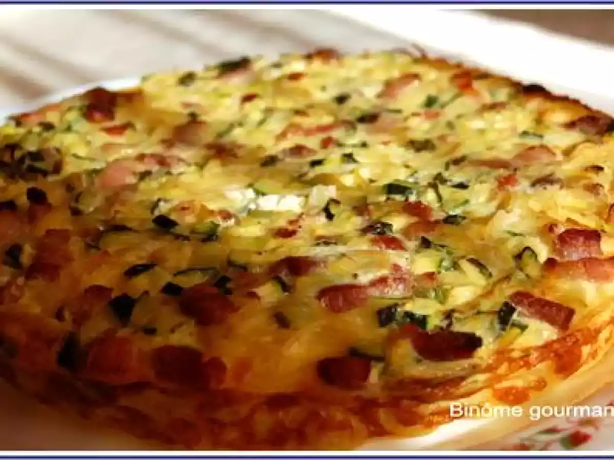 Frittata de pâtes à la courgette et aux lardons