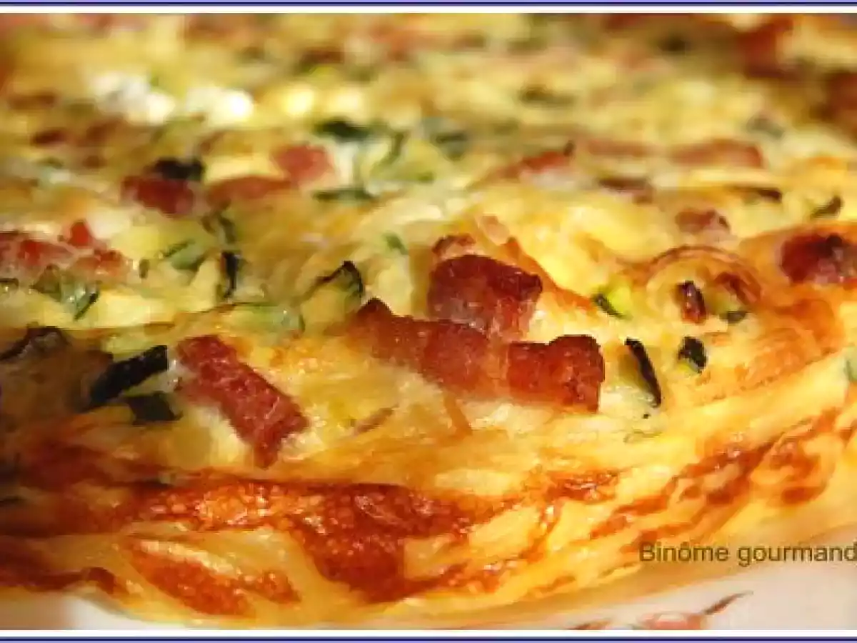 Frittata de pâtes à la courgette et aux lardons - photo 2