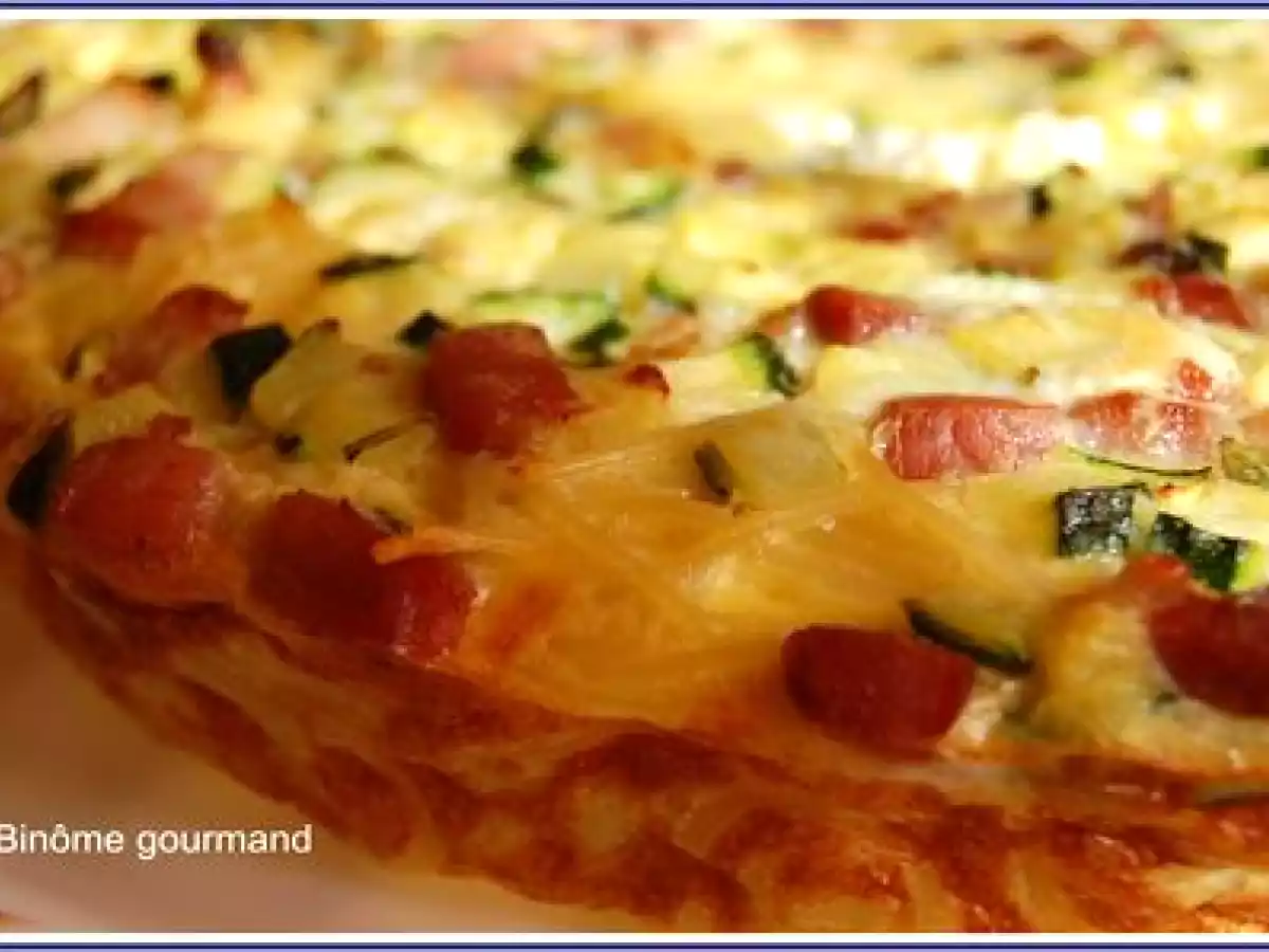 Frittata de pâtes à la courgette et aux lardons - photo 4