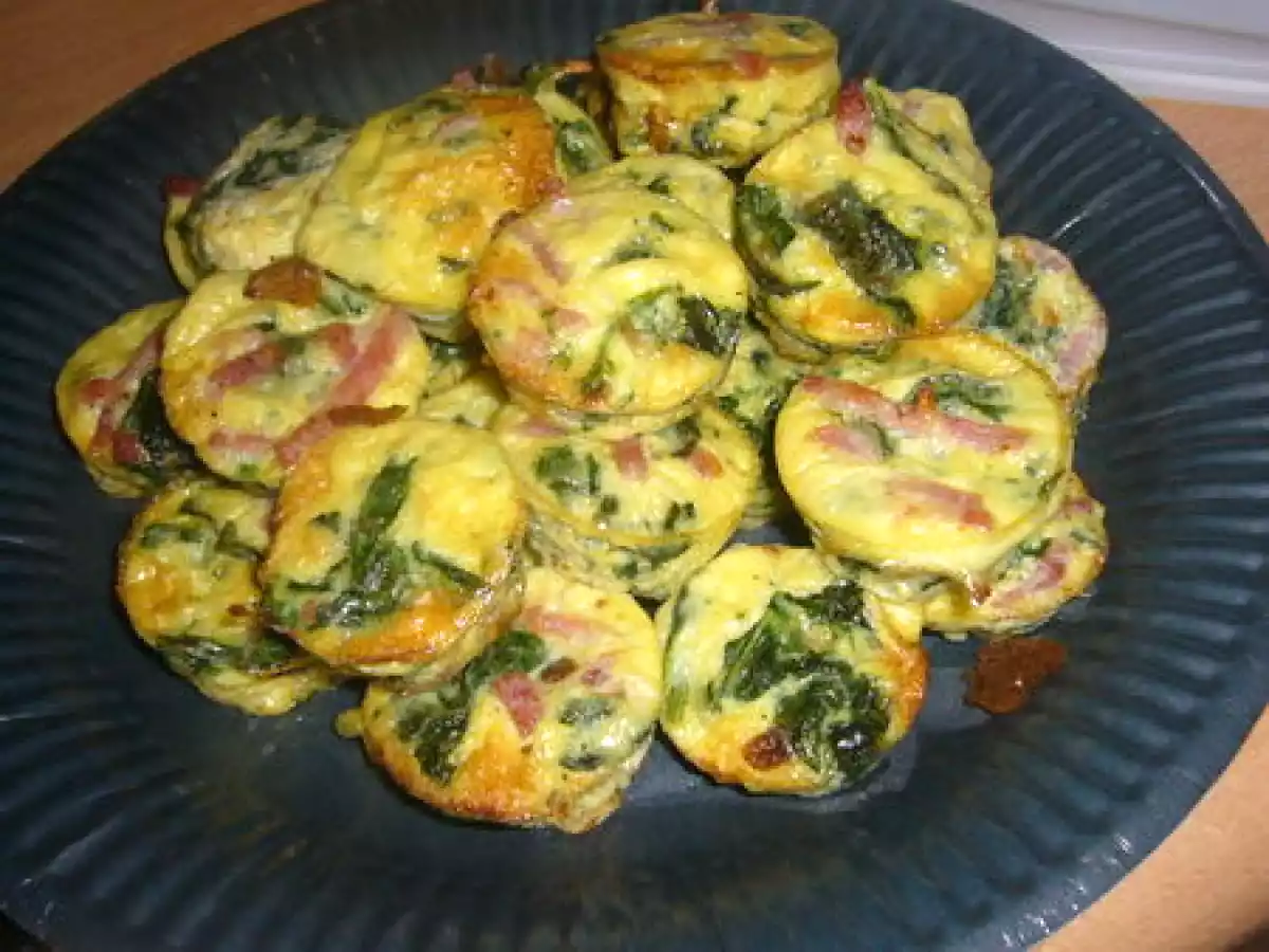 Frittatas aux épinards frais et jambon