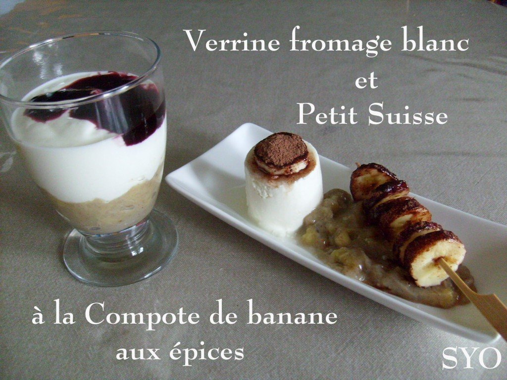 Fromage blanc et petit suisse à la compote de banane aux épices — free download