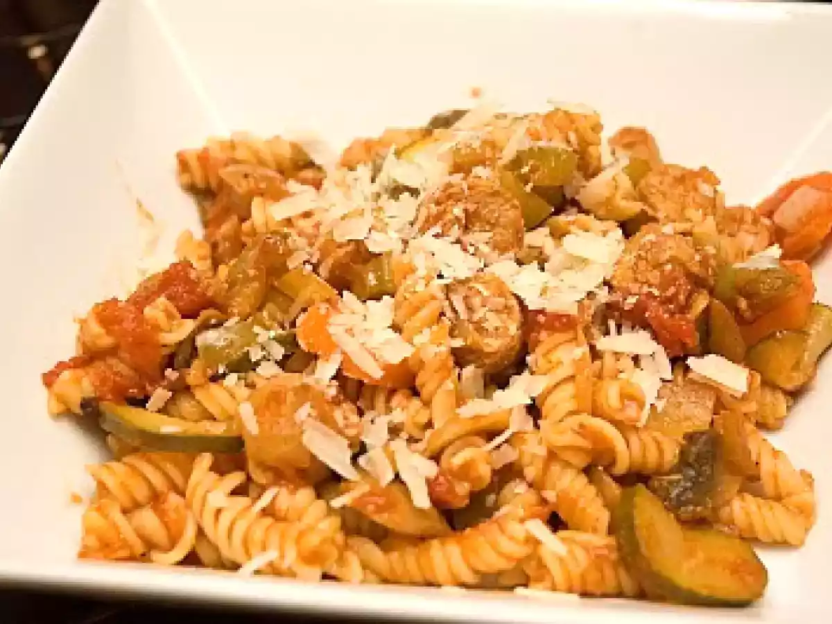 Fusillis aux saucisses italiennes extra légumes