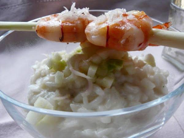 Gambas à la citronnelle sur un risotto au lait de coco