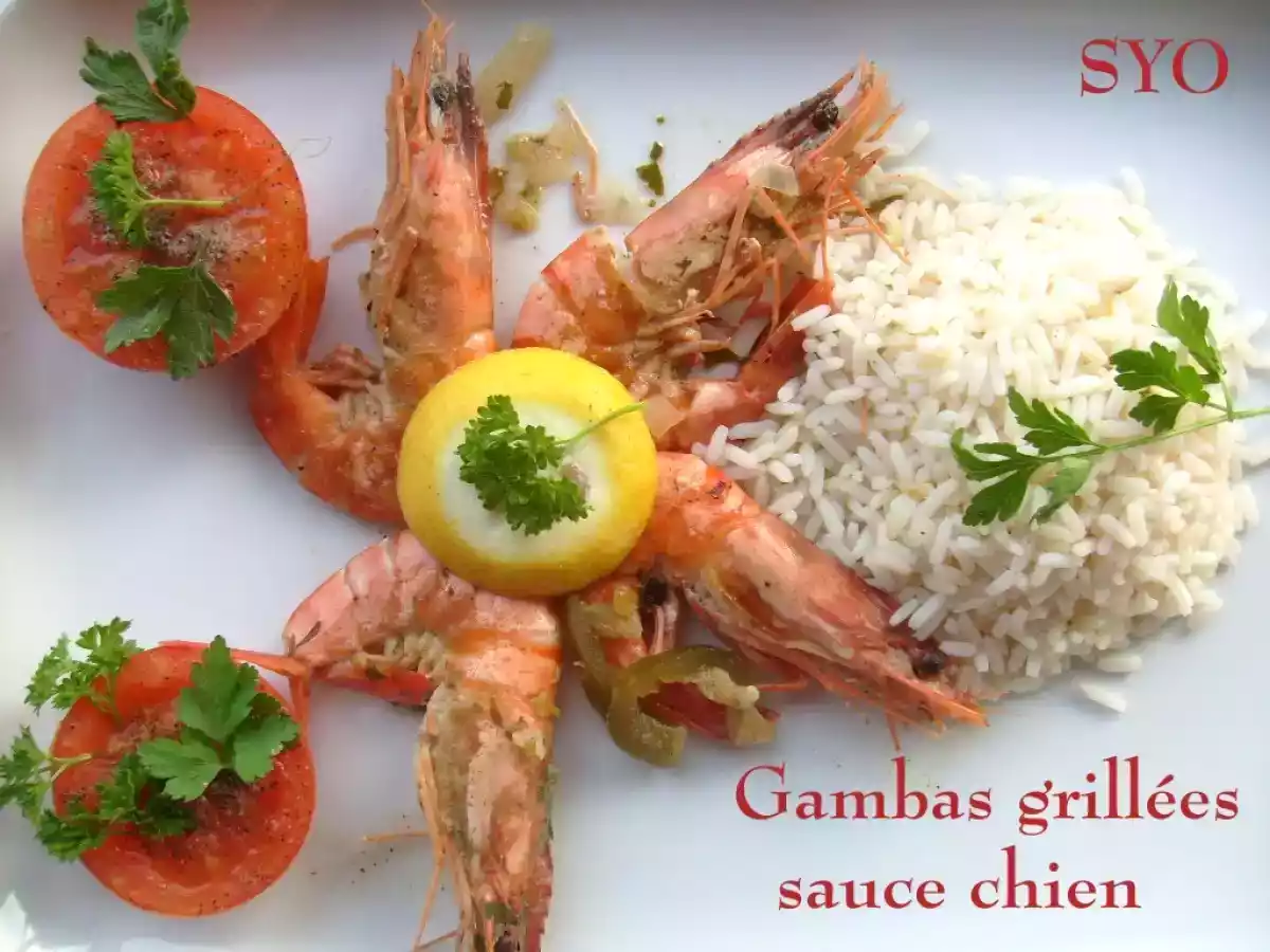Gambas Grillées à la plancha Sauce Chien du Petit Bistro de Mamigoz