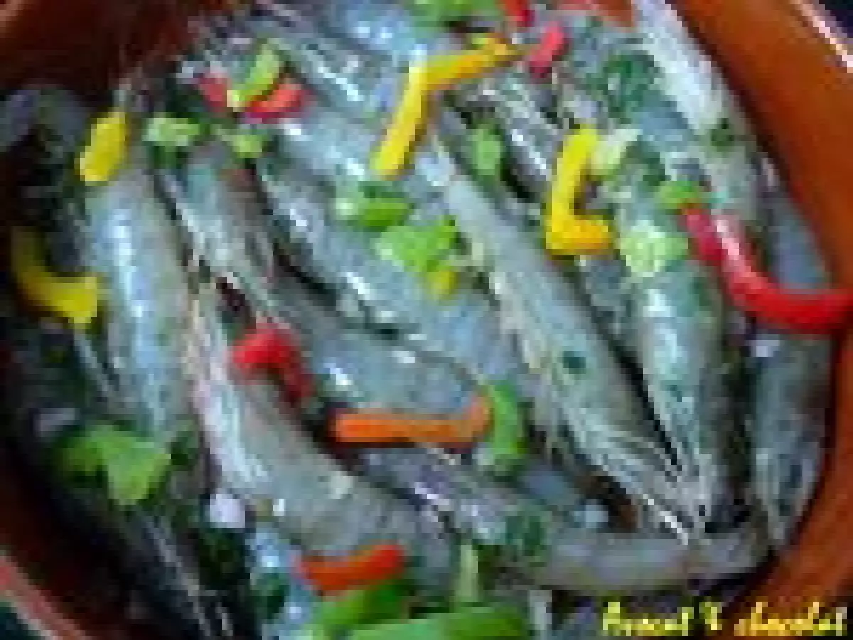 ** GAMBAS grillées enrobées au Miel, Citron, Soja, Estragon & son trio de Poivrons** - photo 2