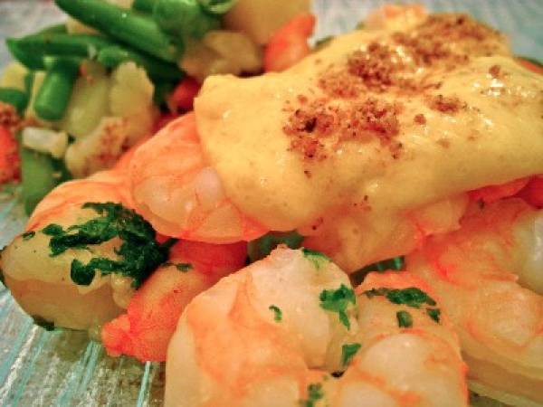 Gambas sauce mangue sans gluten sans lait