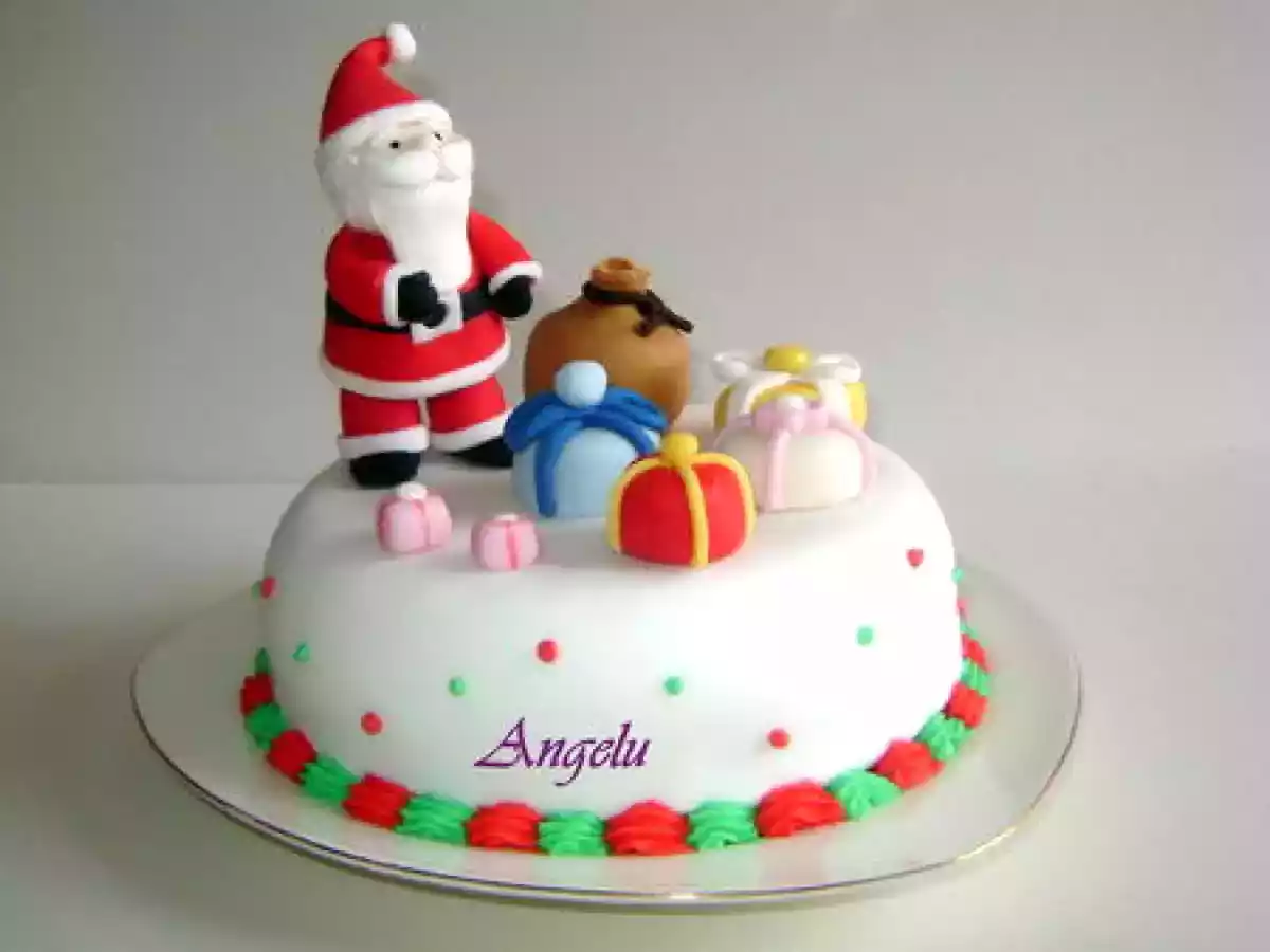 Gâteau 3D Père-Noël et cadeaux