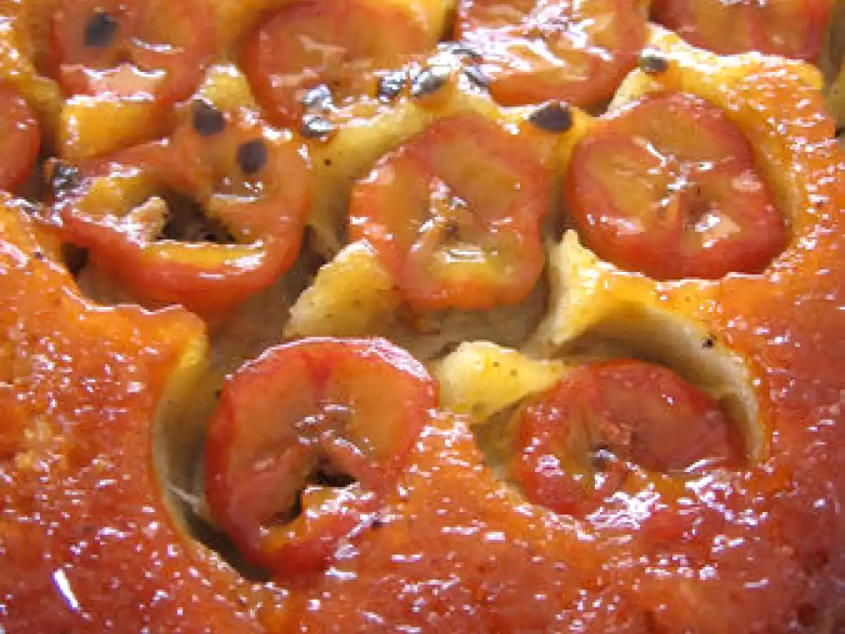 Gâteau à l'envers : banane passion