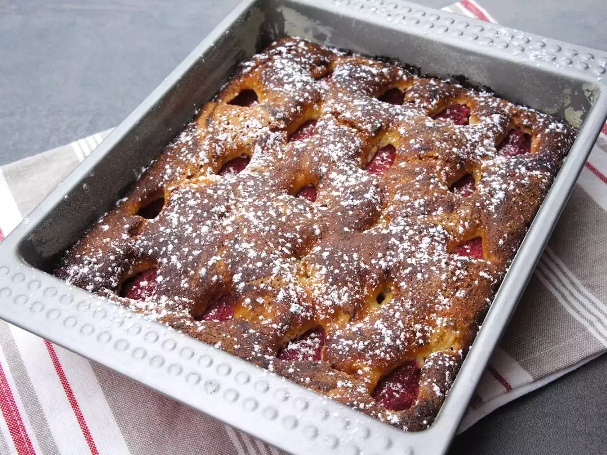 Gâteau à la rhubarbe et aux framboises - photo 2