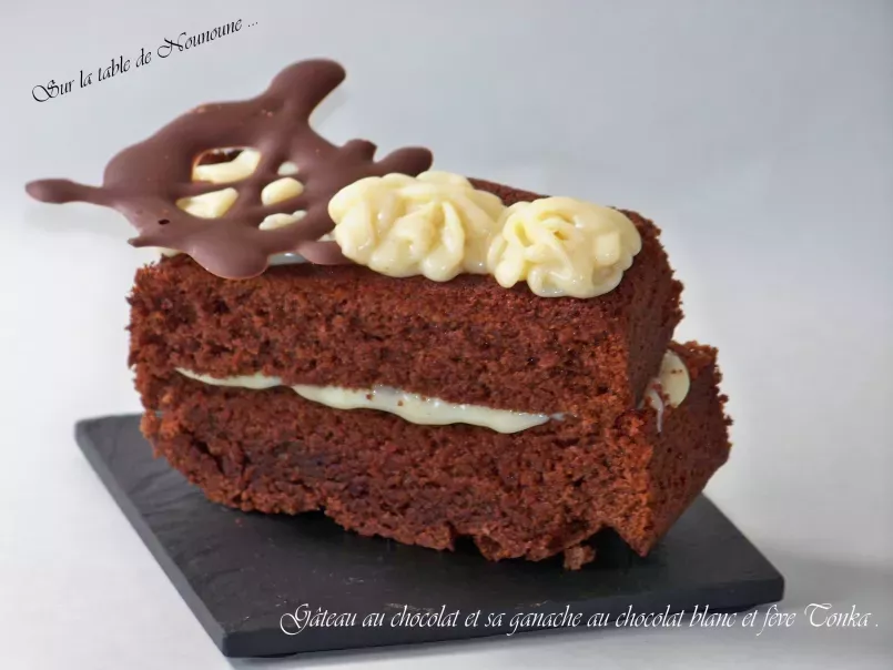 Gâteau au chocolat et sa ganache au chocolat blanc et fève tonka, photo 1