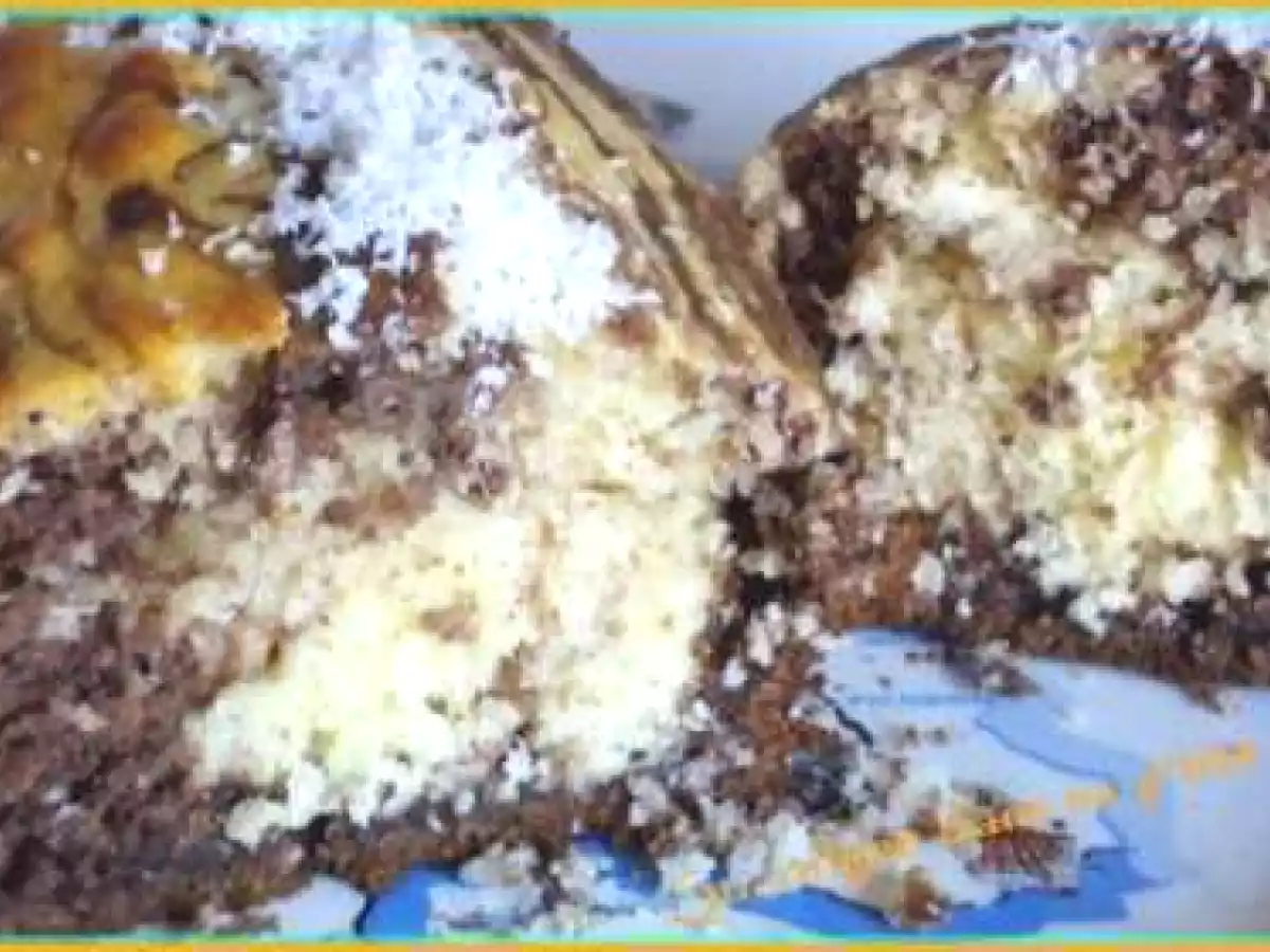 Gâteau au yaourt marbré au chocolat et noix de coco