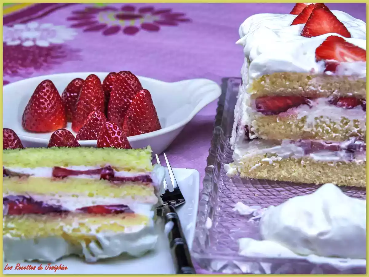 Gâteau aux Fraises et à la Mousse de Fromage Blanc