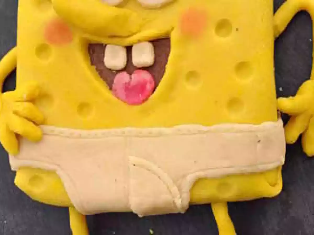 Gateau Bob l'éponge (moelleux chocolat et pâte d'amande lmaison) - photo 5