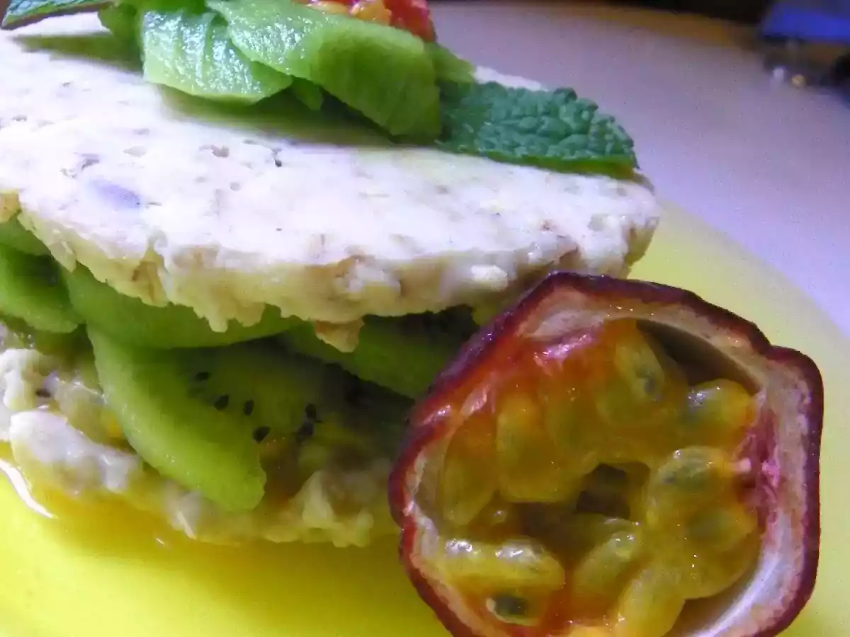 Gâteau croquant au Chocolat blanc Fruit de la Passion & Kiwi