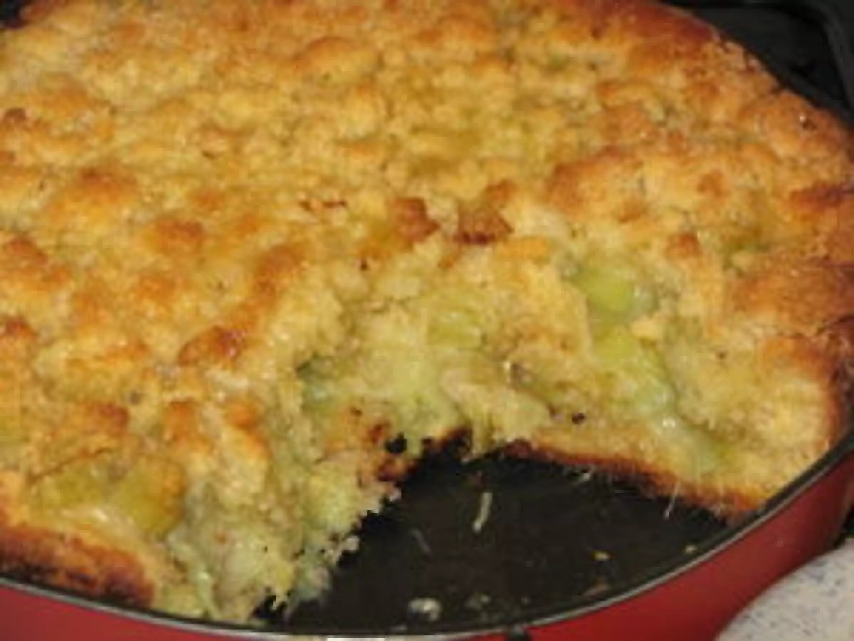 Gâteau crumble à la rhubarbe