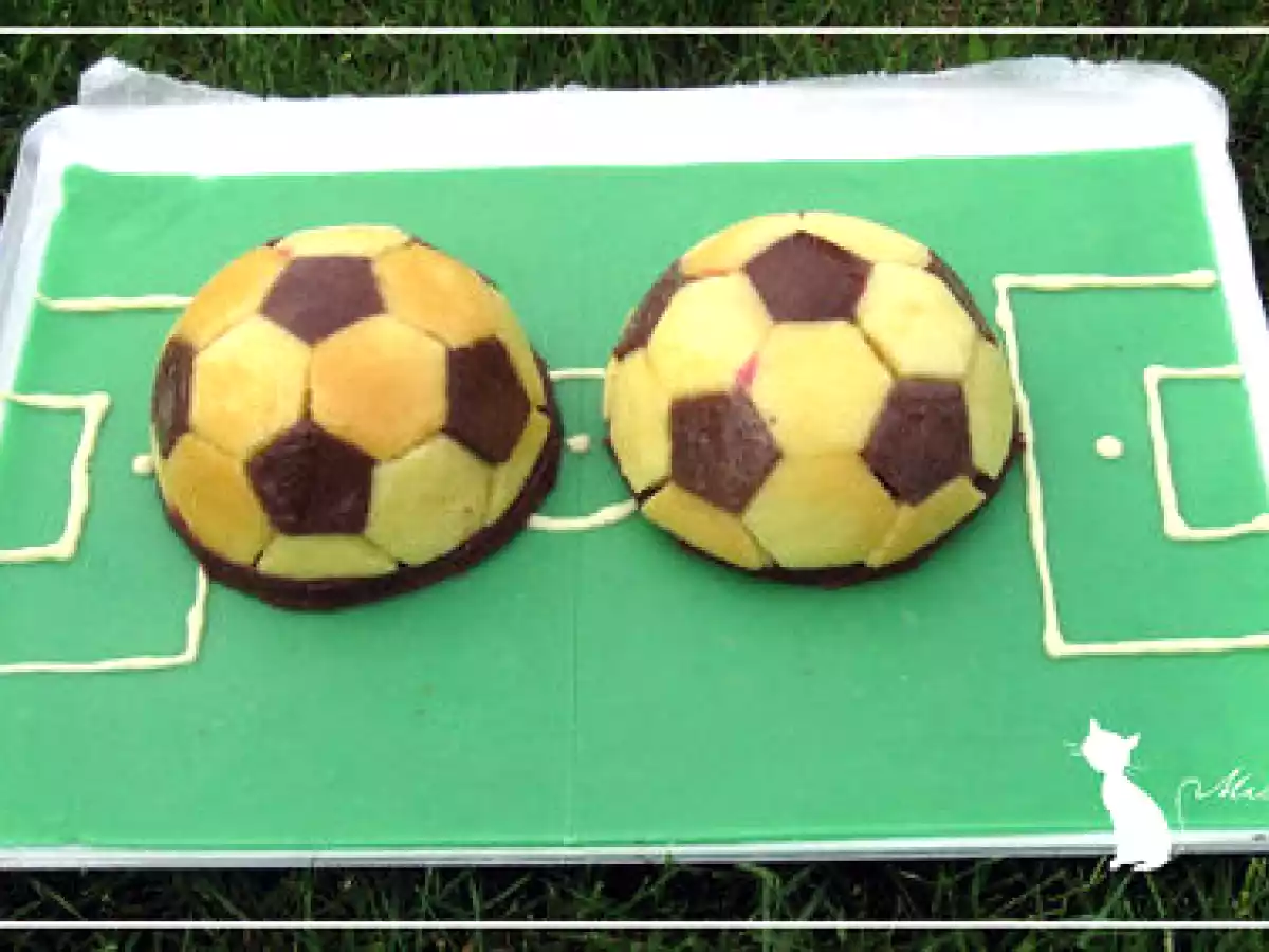 Gâteau d'anniversaire terrain de foot citron-framboise